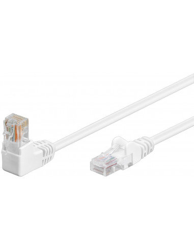 CAT 5eKabel łączący 1x 90° pod kątem,U/UTP, Biały - Długość kabla 15 m RB-LAN
