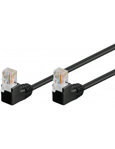 CAT 5eKabel łączący 1x 90° pod kątem,U/UTP, czarny - Długość kabla 0.25 m RB-LAN