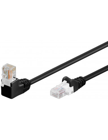 CAT 5eKabel łączący 1x 90° pod kątem,U/UTP, czarny - Długość kabla 15 m RB-LAN
