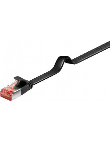 CAT 6 kabel krosowy płaski,U/FTP, czarny - Długość kabla 1 m Goobay
