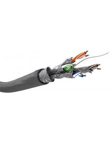 CAT 6 kabel sieciowy, S/FTP (PiMF), Szary - Długość kabla 305 m Goobay