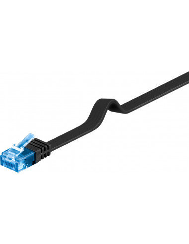 CAT 6A Płaska Kabel połączeniowy,U/UTP, Czarny - Długość kabla 1 m Inna marka