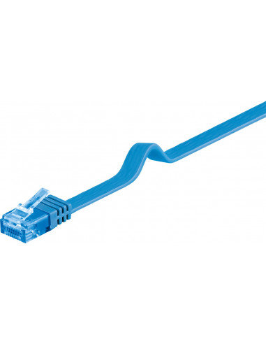 CAT 6A Płaska Kabel połączeniowy,U/UTP, Niebieski - Długość kabla 1 m Goobay