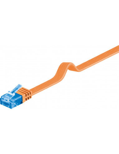 CAT 6A Płaska Kabel połączeniowy,U/UTP, Pomarańczowy - Długość kabla 1 m Goobay