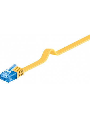 CAT 6A Płaska Kabel połączeniowy,U/UTP, Żółty - Długość kabla 2 m Goobay