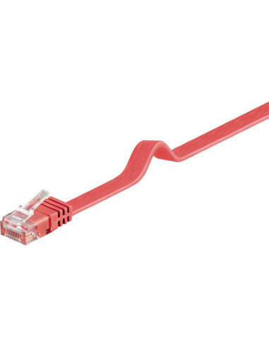 CAT 6Płaska Kabel połączeniowy,U/UTP, Czerwony - Długość kabla 1 m Goobay