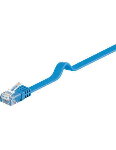 CAT 6Płaska Kabel połączeniowy,U/UTP, Niebieski - Długość kabla 0.5 m Goobay