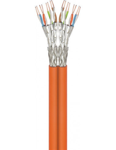 CAT 7A kabel sieciowy duplex, S/FTP (PiMF), Pomarańczowy - Długość kabla 100 m Goobay
