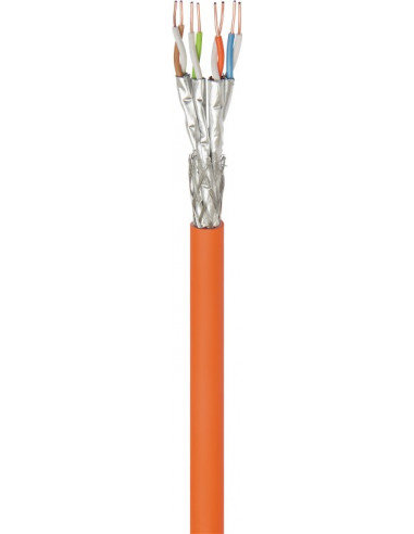 CAT 7A kabel sieciowy, S/FTP (PiMF), Pomarańczowy - Długość kabla 100 m Goobay