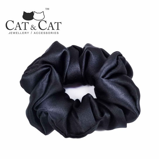 Cat&Cat, Jedwabna gumka do włosów, Czarny, 1 szt. Cat&Cat