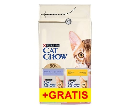 Cat Chow Kitten Chicken 1,5kg + karma mokra 2x85g Purina Cat Chow