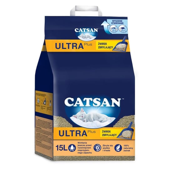 CATSAN Ultra Plus bentonitowy żwirek zbrylający dla kota 15 l Catsan