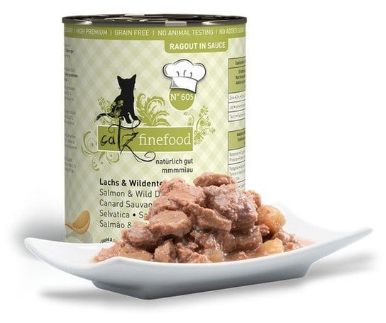 Catz Finefood Ragout N,605 Łosoś i dzika kaczka z jabłkiem i żurawiną Catz Finefood