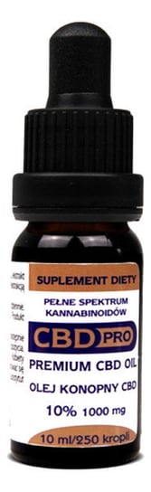 CBD Pro, Olej konopny 10% 1000 mg suplement diety w kroplach, 10 ml CBD Pro
