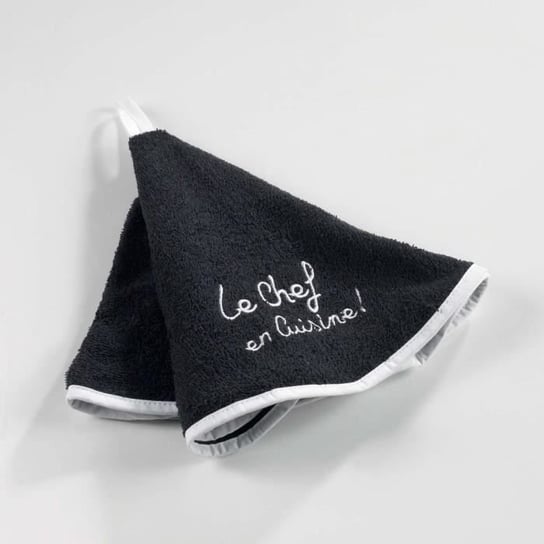 CDaffaires Okrągły ręcznik do rąk (0) 60 cm haftowana gąbka kuchenna Czarny Inna marka