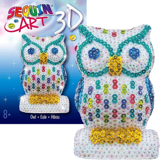 Cekinowa figurka Sowa Owl 3D Zestaw kreatywny Sequin Art