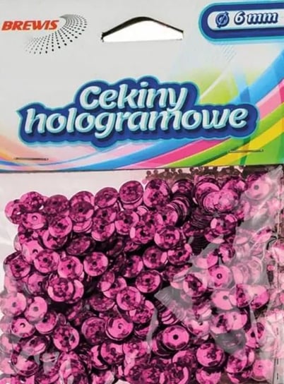 Cekiny Błyszczące Holograficzne 6 Mm H50 Różowe Brewis Inna marka