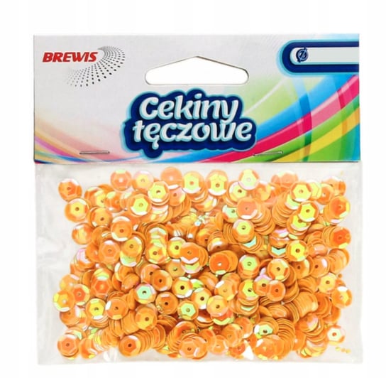 CEKINY TĘCZOWE KOŁA 8MM 10G ŻÓŁTE BREWIS Brewis