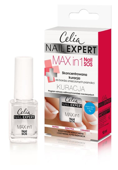 Celia, Nail Expert, skoncentrowana kuracja do paznokci Max in 1 Nail SOS, 10 ml Celia