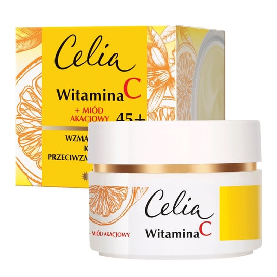 Celia, Witamina C, wzmacniający krem przeciwzmarszczkowy 45+ na dzień i noc, 50 ml Celia