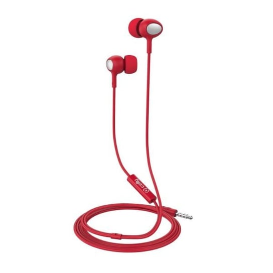 Celly – Słuchawki stereofoniczne z okrągłym kablem 3,5 mm, czerwone Celly