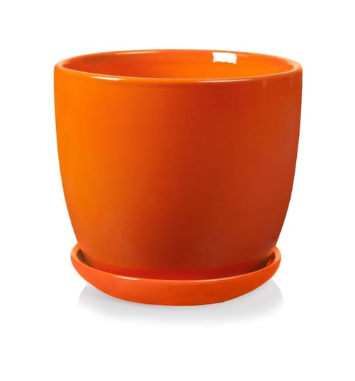 Ceramiczna Donica / Doniczka Z Podstawkiem - Pomarańczowa - Kolekcja Amsterdam Hedo