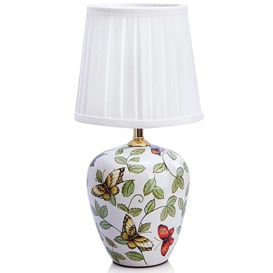 Ceramiczna LAMPA stołowa MANSION 107039 Markslojd abażurowa LAMPKA klasyczna wzorki retro motyle biały Markslojd