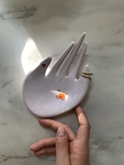 Ceramiczna Łapka Lolipop z Rakiem Dłoń Spodek na Biżuterię Maison Fragile