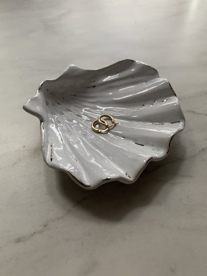 Ceramiczna Muszelka na Biżuterię White w' Silver Speckles Maison Fragile