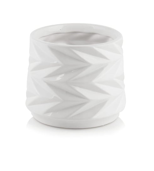 Ceramiczna osłonka na doniczkę, Biała Ozdoba 15 cm ABC