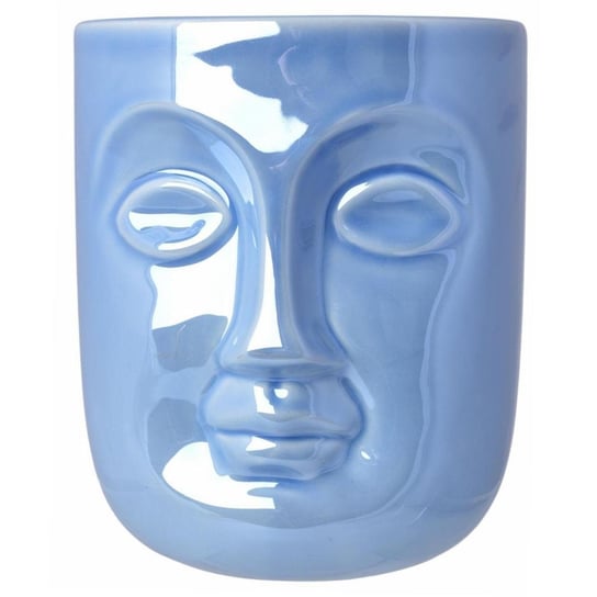 Ceramiczna osłonka na doniczkę - błękitna twarz Fufu Ø13,5 cm Duwen
