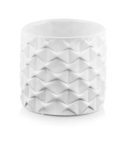 Ceramiczna osłonka na doniczkę, Cylinder, Biała, 13 cm ABC