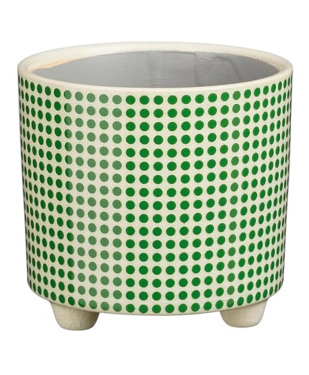 Ceramiczna osłonka na nóżkach w zielone kropki ⌀ 11 cm Mica Decorations