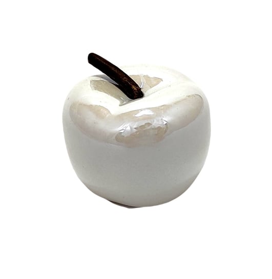 Ceramiczne jabłko dekoracyjne - białe 5 cm ZDTRADING