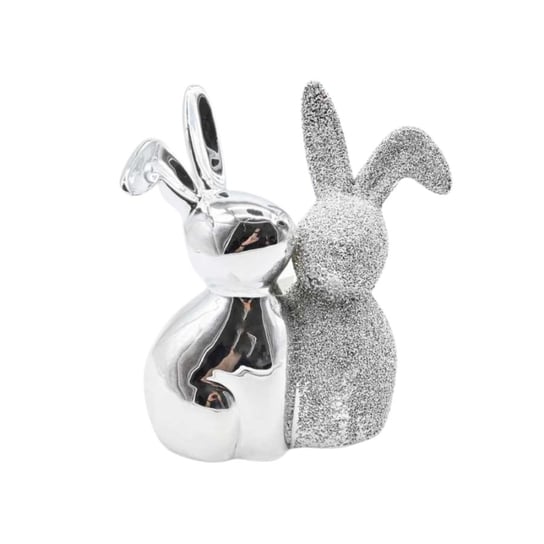 Ceramiczne króliki dekoracyjne cmok srebrne srebrny Wisan
