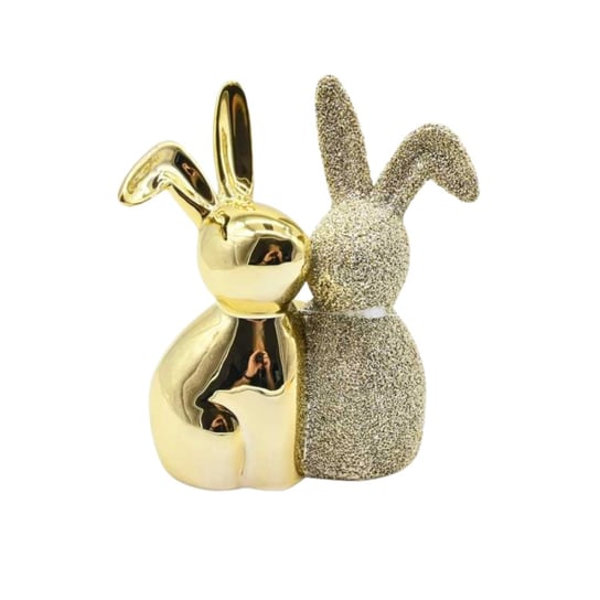 Ceramiczne króliki dekoracyjne cmok złote złoty Wisan