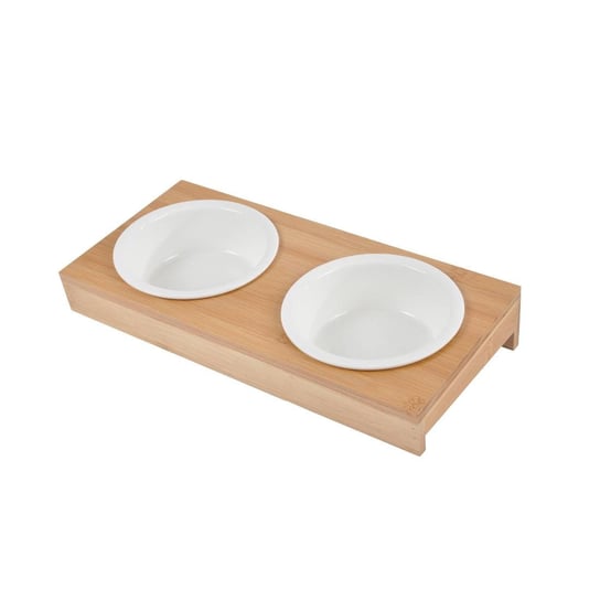 Ceramiczne miski dla psa, Ø 12 cm, na bambusowym stojaku Love Story