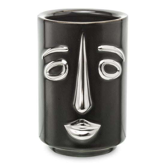 Ceramiczny, czarny wazon z twarzą Facies 14 cm Duwen