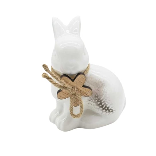 Ceramiczny królik dekoracyjny z piórem taki jak na zdjęciu Wisan