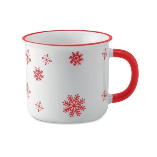 Ceramiczny kubek z motywem świątecznym - biało - czerwony UPOMINKARNIA