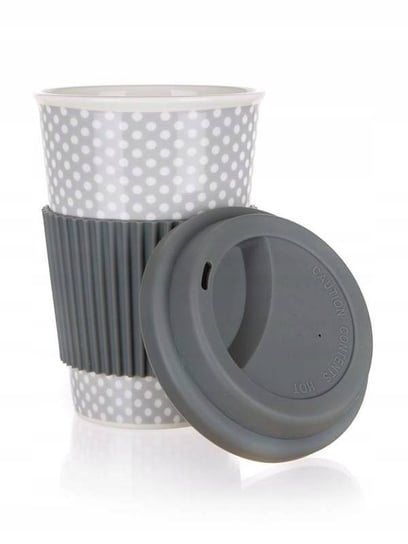 Ceramiczny Kubek Z Silikonową Pokrywką 400 Ml Szary Na Kawę Herbatę Napoje Banquet