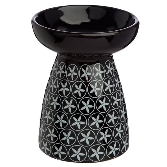 Ceramiczny podgrzewacz do olejków eterycznych i wosków z wzorem kwiatowym "Eden" czarny Puckator