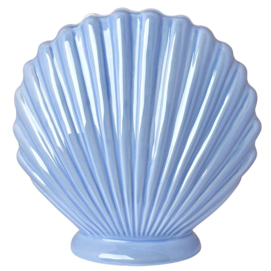 Ceramiczny Wazon W Kształcie Muszli O Błękitnym, Perłowym Kolorze Plaze 23,5 Cm Duwen