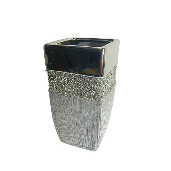 Ceramiczny wazon w stylu Glamour kwadrat srebrny mały srebrny Wisan