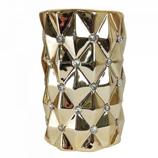 Ceramiczny wazon w stylu Glamour z kryształkami złoty mały złoty Wazon mały Wisan