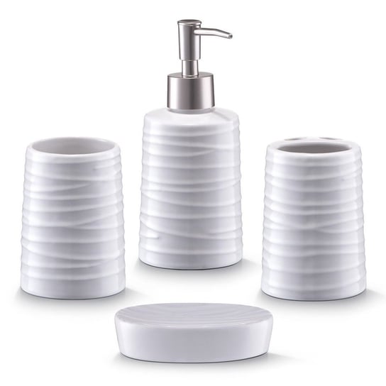 Ceramiczny zestaw akcesoriów łazienkowych ZELLER, biały, 4 szt. Zeller