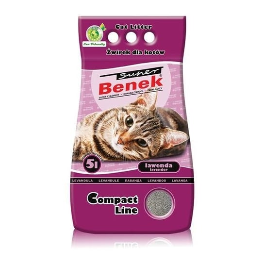 Certech Super Benek Compact Line Lavender 5 l -  drobny żwirek dla kotów o zapachu lawendy 5l Inny producent