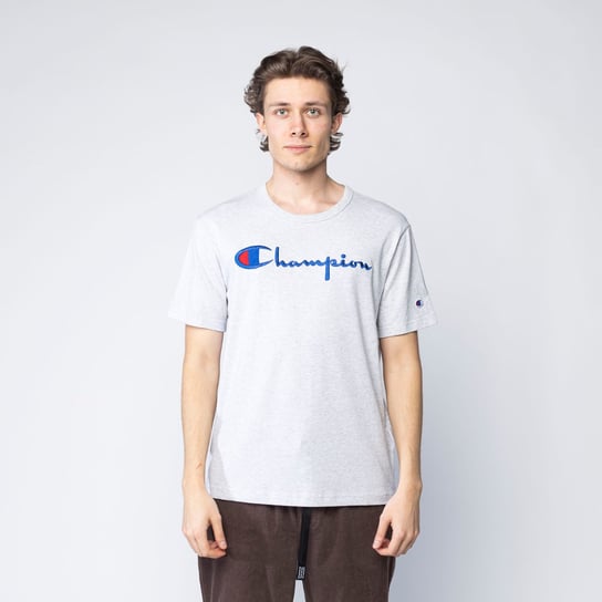 Champion Reverse Weave Script Logo Crewneck T-Shirt Grey - S Champion