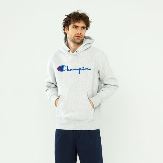 Champion Reverse Weave Script Logo Hooded Sweatshirt Grey - S Champion