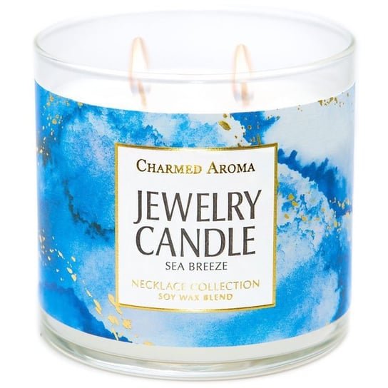 Charmed Aroma sojowa świeca zapachowa z biżuterią 12 oz 340 g Naszyjnik - Sea Breeze Charmed Aroma